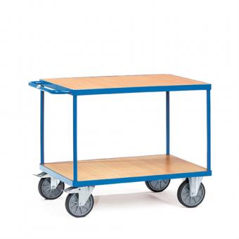 fetra Tischwagen mit 2 Holzladeflächen       ( brillantblau oder anthrazitgrau ) 7 | TPE Bereifung
