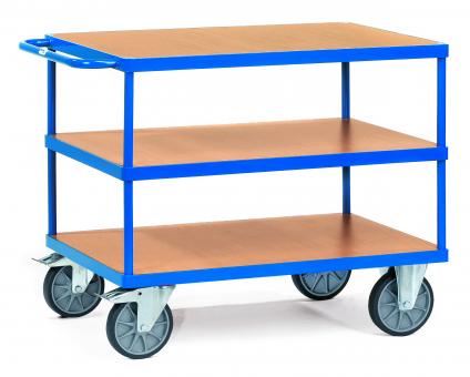 Tischwagen mit 3 Holzladeflächen 3 | TPE Bereifung