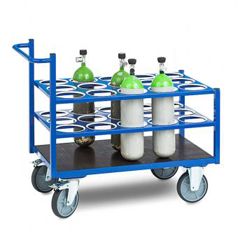 Sauerstoffflaschen - Transportwagen offen 3 | blaugraue Elastic Bereifung