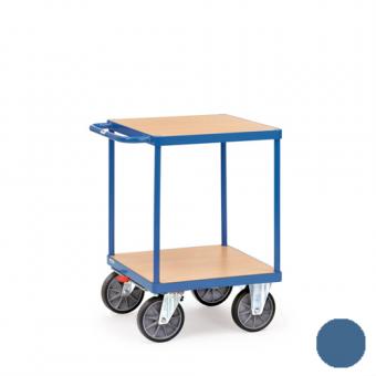fetra Tischwagen mit 2 Holzladeflächen ( brillantblau oder anthrazitgrau ) 2 | TPE Bereifung