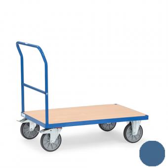 fetra Schiebebügelwagen mit Holzladefläche ( brillantblau oder anthrazitgrau ) 7 | Polyamid Bereifung
