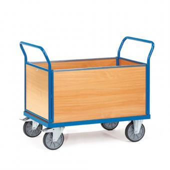 fetra Vierwandwagen mit Holzfüllung 1 | blaugraue Elastic Bereifung