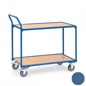 fetra Tischwagen 2 Böden mit Abrollrand ( brillantblau oder anthrazitgrau ) 1 | TPE Bereifung
