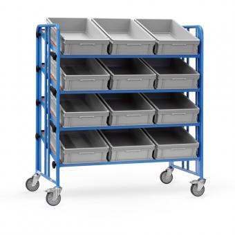 fetra Montagewagen beidseitig mit bis zu 35° neigbaren Böden und Sichlagerkästen 