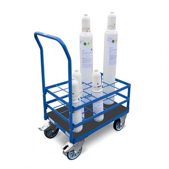 Transportwagen für medizinischen Sauerstoff -  6 Flaschen bis  Ø 155 mm + 12 Flaschen mit Ø 115 mm 
