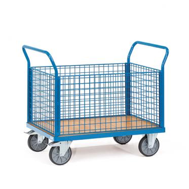 fetra Vierwandwagen mit Drahtgitter-Füllung 1 | blaugraue Elastic Bereifung