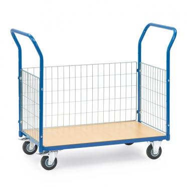 fetra Dreiwandwagen mit Drahtgitter 200 kg 1 | Vollgummi Bereifung