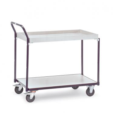 fetra ESD-Tischwagen 2 Böden oben mit Kasten schräger Griff 