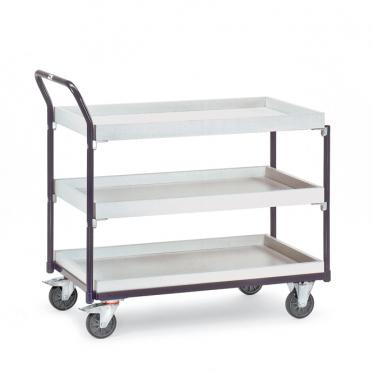 etra ESD-Tischwagen 3 Böden mit Kästen schräger Griff 