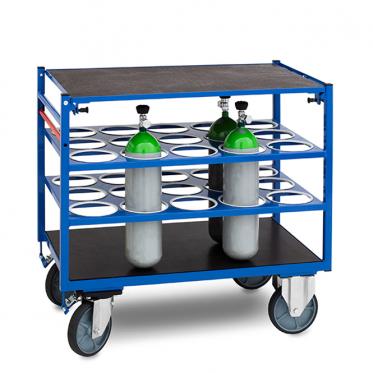 Atemluftflaschen - Transportwagen mit Totmannbremse und einteiligem Deckel - abschließbar (Ringöse für Vorhangschloss) 