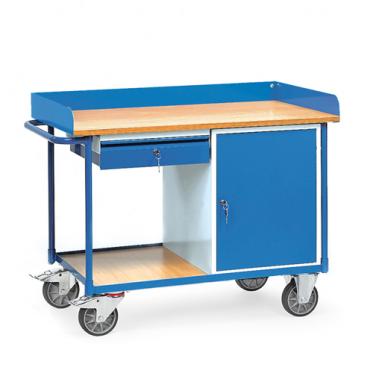 fetra Werkstattwagen mit Stahlschrank und Schublade 1 | TPE Bereifung