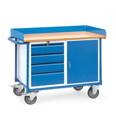 fetra Werkstattwagen mit Stahlschrank und Schubladenblock 1 | TPE Bereifung