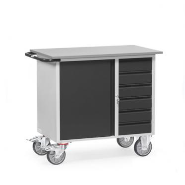 fetra Werkstattwagen mit Schrank und 6 Schubladen 2 | TPE Bereifung