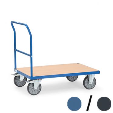 fetra Schiebebügelwagen mit Holzladefläche ( brillantblau oder anthrazitgrau ) 5 | TPE Bereifung