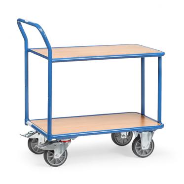 fetra Tischwagen aus Stahlrohr mit Holzböden 2 | TPE Bereifung