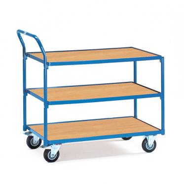 fetra Tischwagen mit Abrollrand 2 | Vollgummi Bereifung