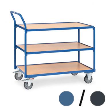 fetra Tischwagen 3 Böden mit Abrollrand ( brillantblau oder anthrazitgrau ) 