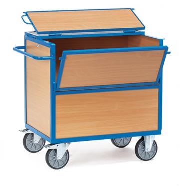 fetra Holzkastenwagen mit Deckel eine Längsseite halb abklappbar 