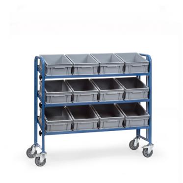 fetra Montagewagen mit bis zu 35° neigbaren Etagen und Eurokästen 