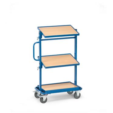 fetra Beistellwagen 3 Holzböden mit 10 mm Rand davon 2 neigbar 