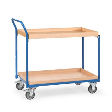 fetra Tischwagen 2 Böden mit Kästen schräger Griff 2 | TPE Bereifung