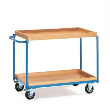 fetra Tischwagen 2 Böden mit Kästen Griff waagerecht 1 | Vollgummi Bereifung