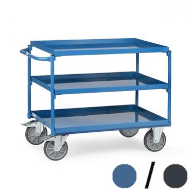 fetra Tischwagen mit 3 öldichten Wannen ( brillantblau oder anthrazitgrau ) 