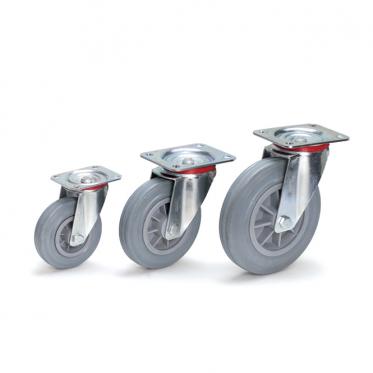 Lenkrollen Vollgummi blaugrau "spurlos" 1