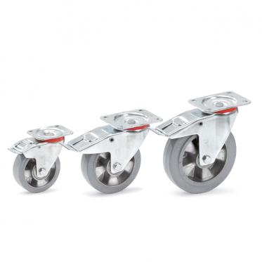 Lenkrollen mit Feststeller Elastic-Bereifung 