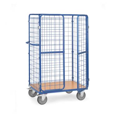 fetra Paketwagen Drahtgitter mit Doppelflügeltür 1.800 mm hoch mit Dach 3 | TPE Bereifung